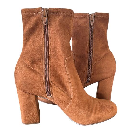 Naturalizer Rebecca Mid-Calf Boots Booties Womens Size 7 Rust Faux Suede Heels - Picture 2 of 10